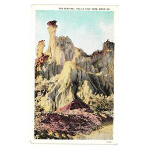 Vintage Postcard Sentinel Hells Half Acre Wyoming Majestic Rock Formation Art